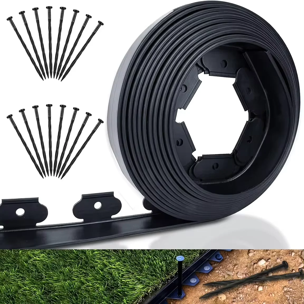 Lawn Edging Kit with Stakes Garden Fence Garden Edging Border 10M 30Pcs