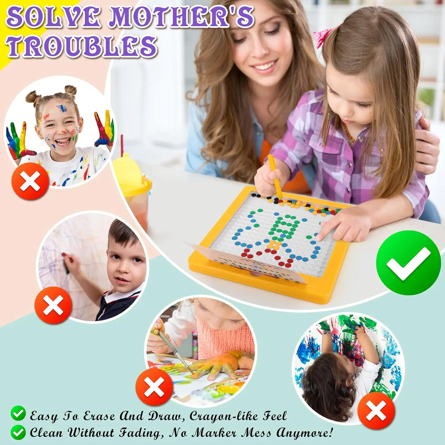 Magnetic Drawing Board for Toddlers Magnet Beads and Pen Drawing Board Montessori Educational Sensory Travel Toys 3