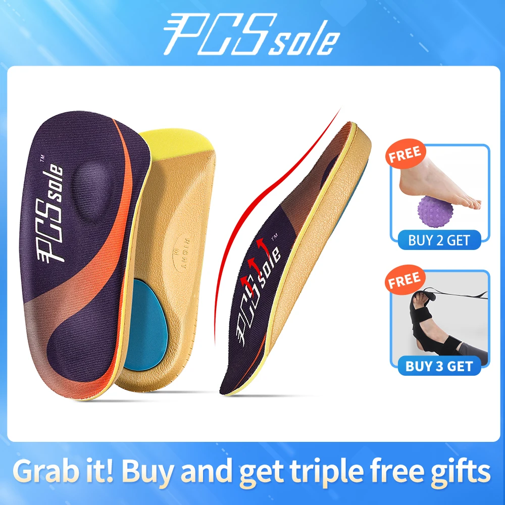 

PCSsole 3/4 Length Orthotic Shoe Inserts for Flat Feet ,Plantar Fasciitis, Heel Spur ,Heel Pain,Arch Support Memory Foam Insoles