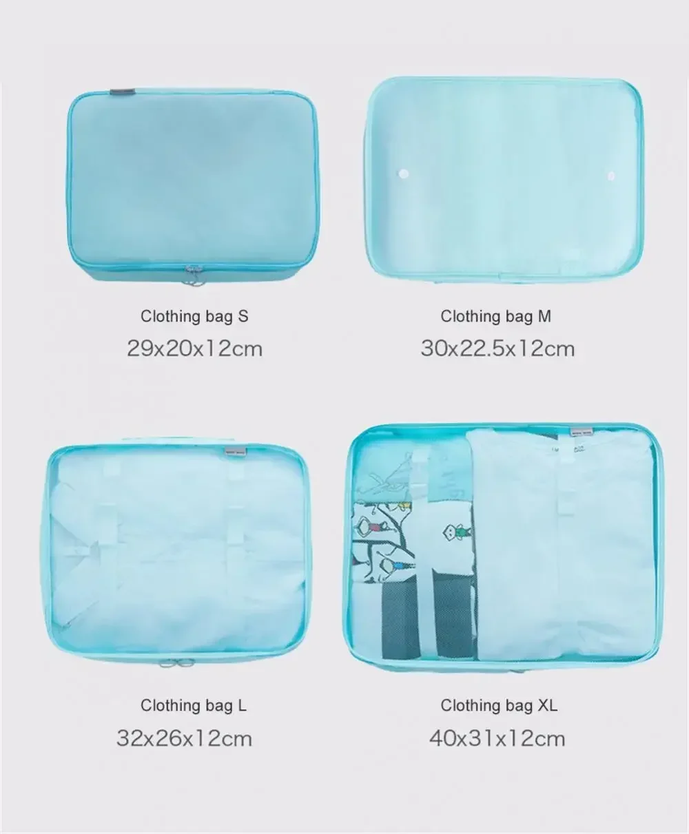 7Pcs Travel Organizer Storage Bags Suitcase Packing Cubes Set Cases Portable Luggage Clothes Shoe Tidy Pouch Folding