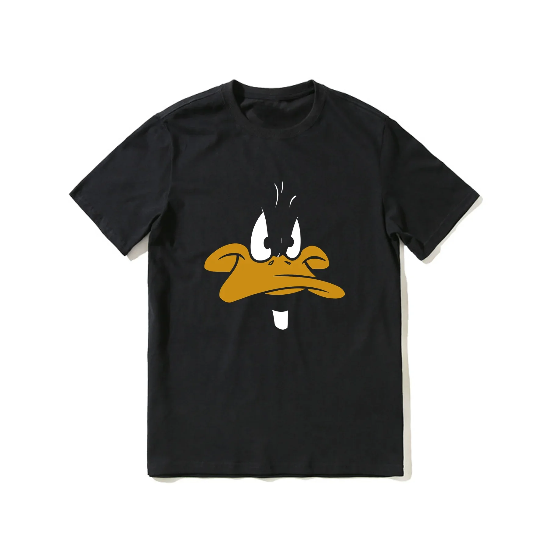 

2023 Hot Sale Summer 100% Cotton Daffy Duck Face Black T Shirt Men Short Sleeves Cool Tee Hip Hop Streetwear T-shirt