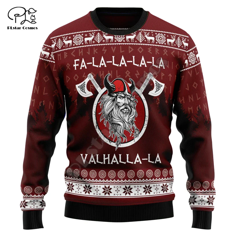Christmas Xmas Santa Claus Dog Skull Funny Tattoo Vintage Ugly Sweater Streetwear 3DPrint Harajuku Unisex Casual Sweatshirts A4