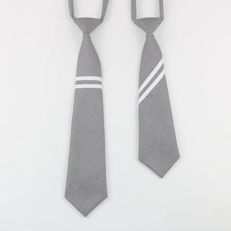 

Academic Style Jk Uniform Black Grey Solid Color Striped Twill Cotton Zipper Tie for Woman Girls Casual Daily Wear Party