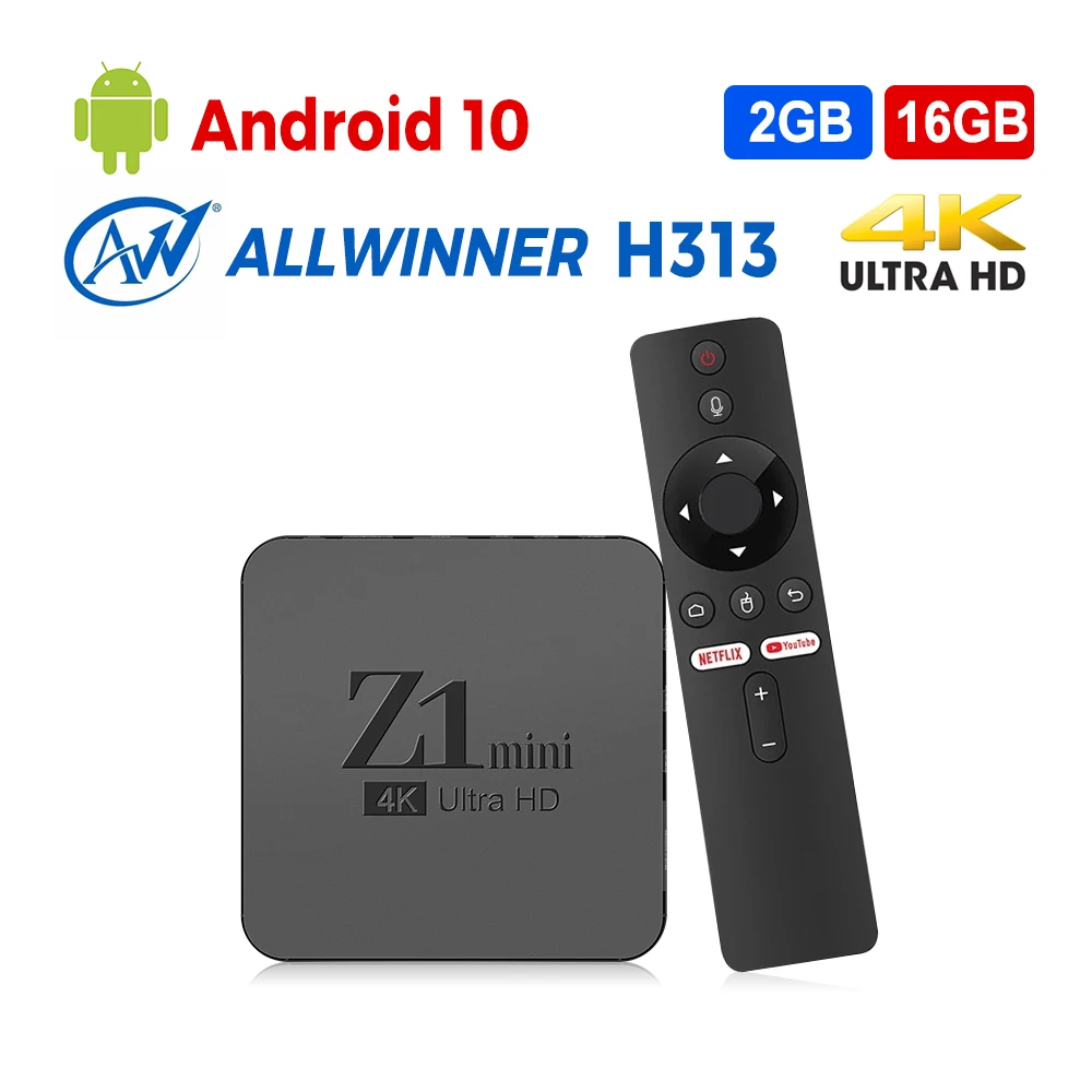 Originale Z1 Plus Atv Smart Tv Box Android 10 Allwinner H313 2Gb 16Gb Dual Wifi Androidtv Bt5.0 4K Hd Set Top Box Lettore Multimediale