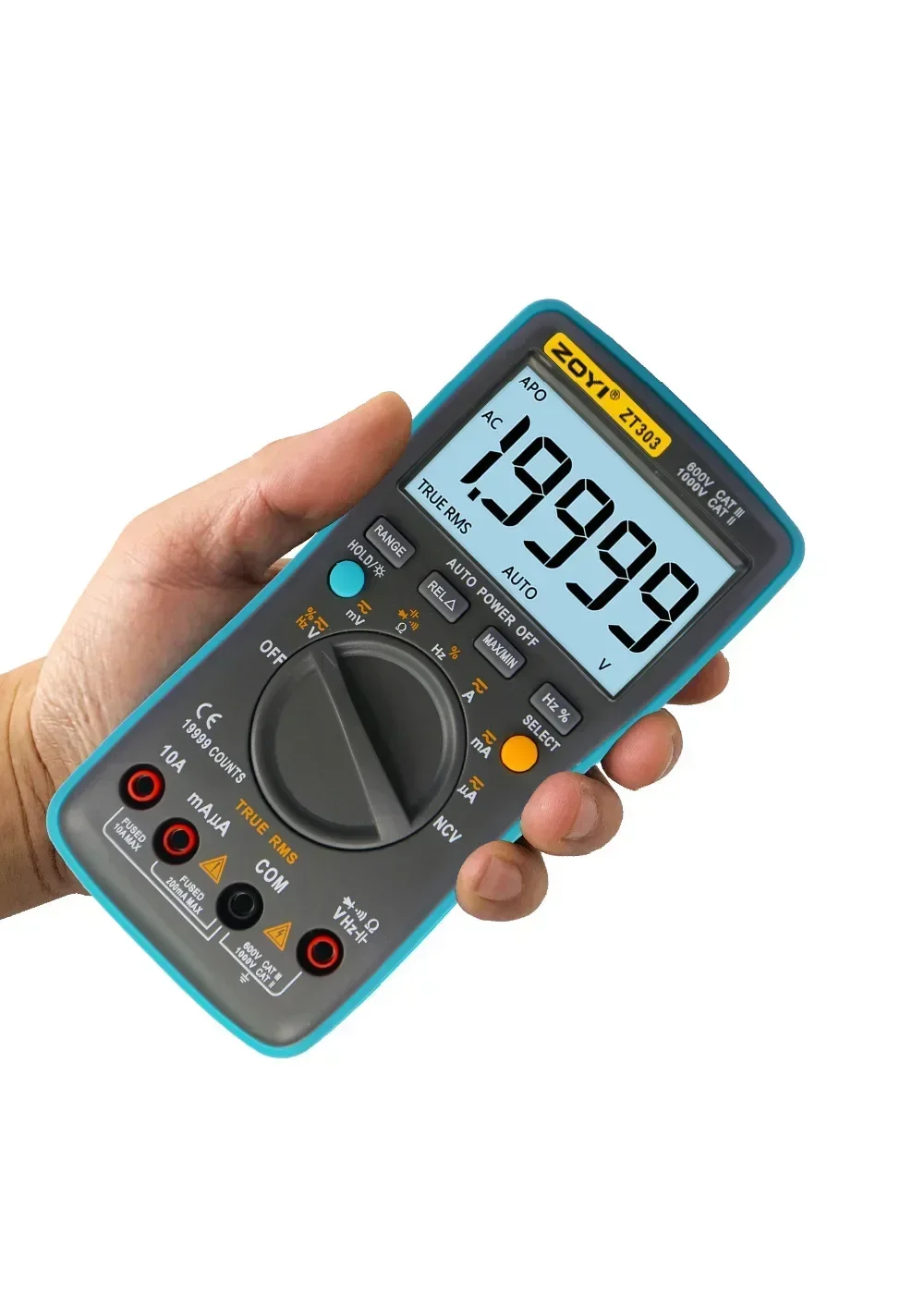 ZOYI ZT301 ZT302 ZT303 Digital Multimeter 19999 Counts True-RMS Back Light AC DC Voltage Ammeter Current Ohm Auto/Manual Tester