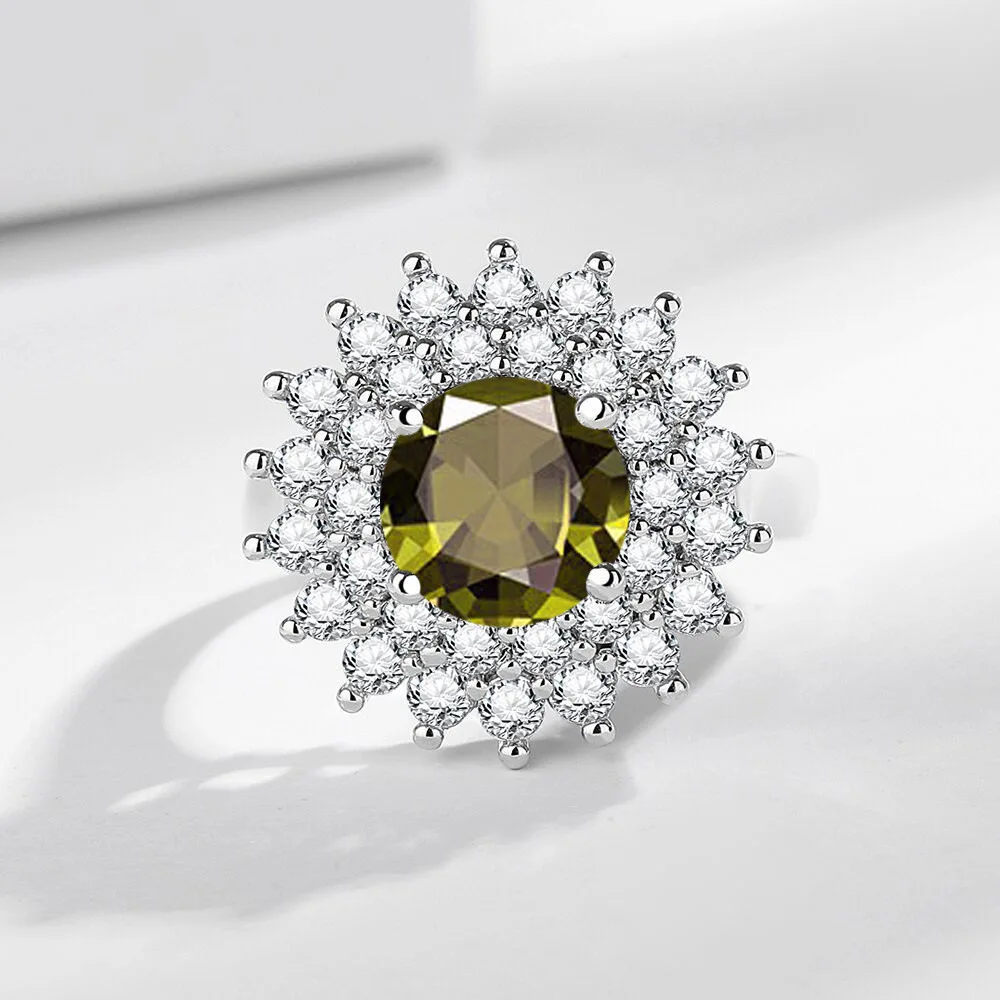 925 Sterling Silver Ring Two Carat Zirconia Ring Multi-color Optional Women's Open Ring Fashion Simple Birthday Jewelry Gift