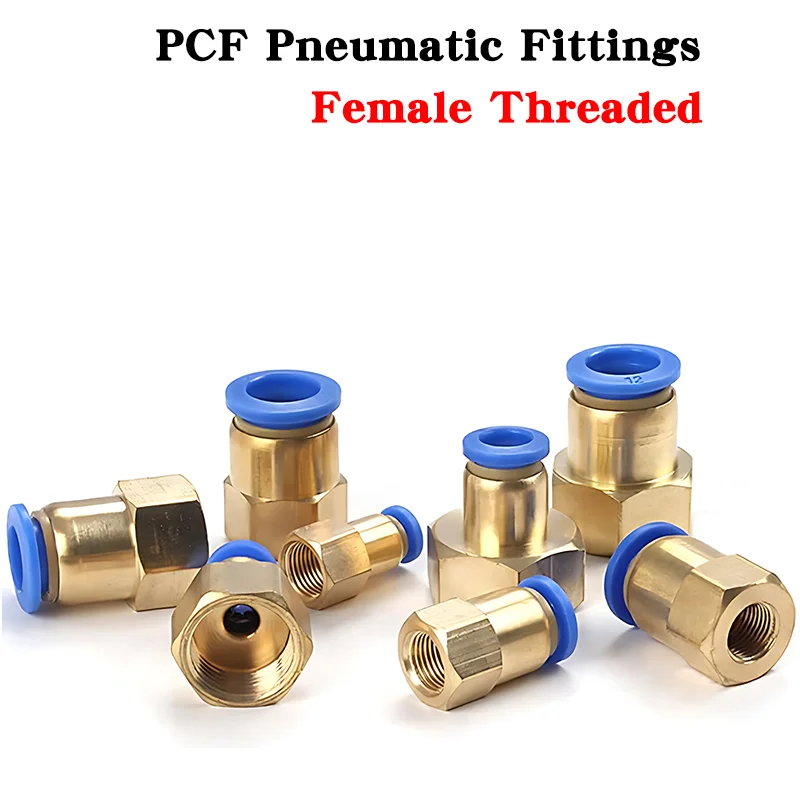 

PCF Pneumatic Connector Air Pipe Fitting 4 6 8 10 12mm Hose Tube 1/8" 3/8" 1/2" 1/4" BSP Female Thread Brass Quick Joint Fitting