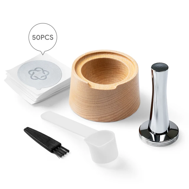 For Nespresso Vertuo Capsule  Aluminum Foil Sealing Cover Kit Coffee Accessories Wooden Reusable Capsule Filling Rack 1