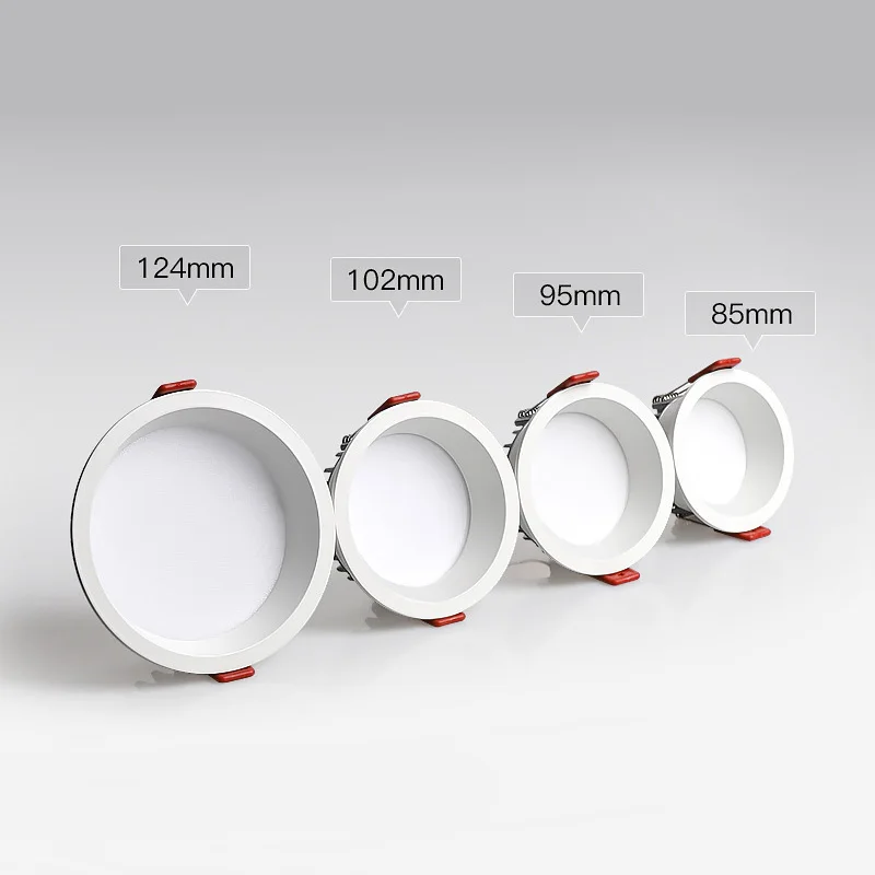 눈부심 방지 조광 가능 오목한 다운라이트 램프, LED 스포트라이트, 천장 원형 창, 가정용 조명, 거실 침실, 220V, 110V