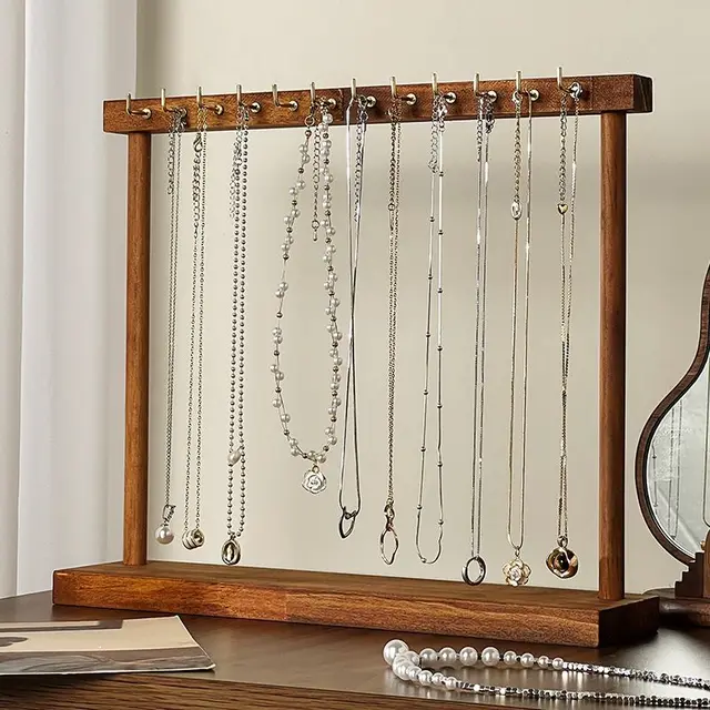 87861-539f54.jpg Présentoir organisateur de bijoux en bois massif, support de comptoir suspendu pour chaînes, boucles d'oreilles, Bracelets, vitrine, support de rangement