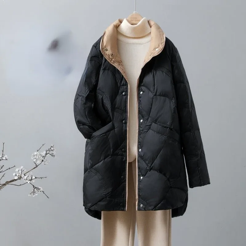 Women Down Jacket Winter Coat Female Warm Thick Parkas Loose Large Size Outwear Mid Length Version Hooded Overcoat 2023 New