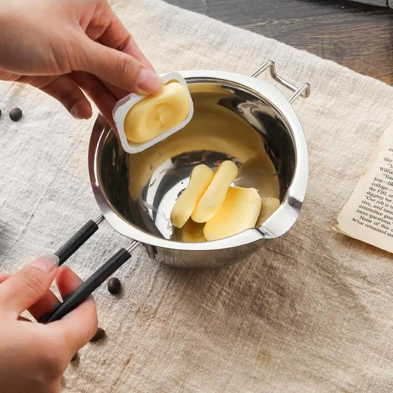 Chocolate Boiler Pot Melting Bowl 400ml Stainless Steel With Heat Resistant Silicone Handle For Butter Candy