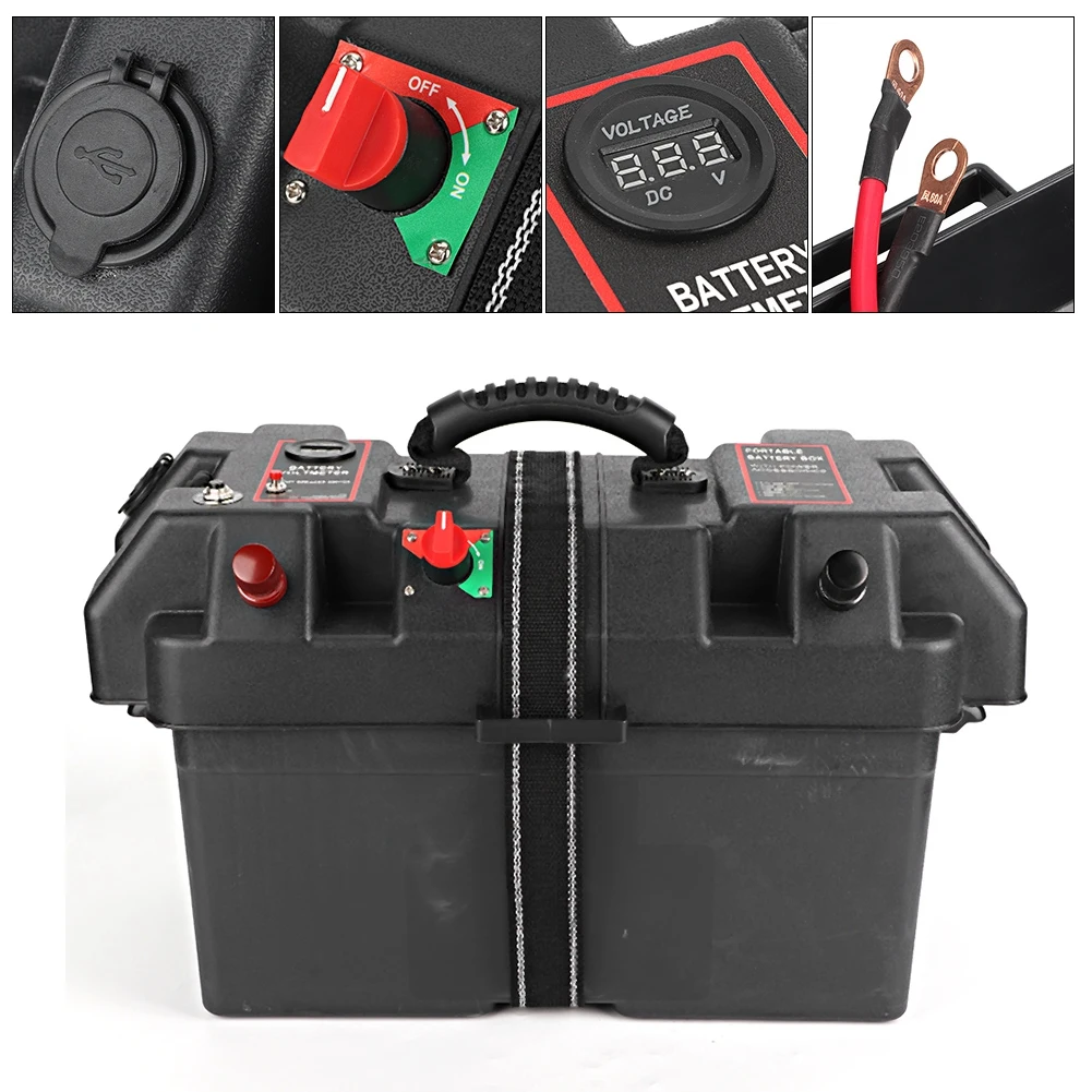 Trolling Battery Box Plastic  Trolling Motor Power Center Station Battery Box USB &amp 12V  Port