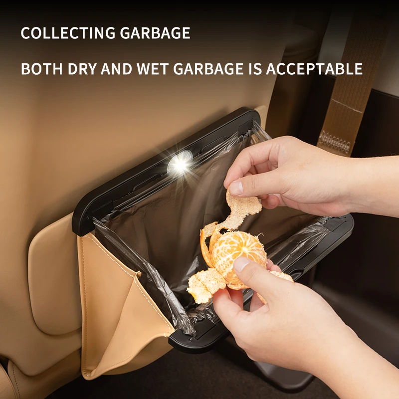 Car LED light mounted magnetic garbage bag For SERES HUAWEI AITO M5 M7 M9 trash can contains garbage bags Seat backrest pocket