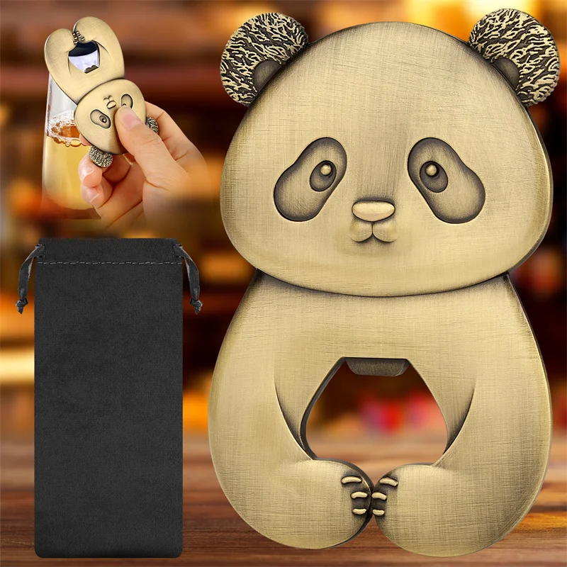 Niedlicher Flaschenöffner in Panda-Form aus Edelstahl, tragbarer Korkenzieher für Küche, Bar, Club, Hochzeit, Party, Dekoration, Geschenkset – Detail 1
