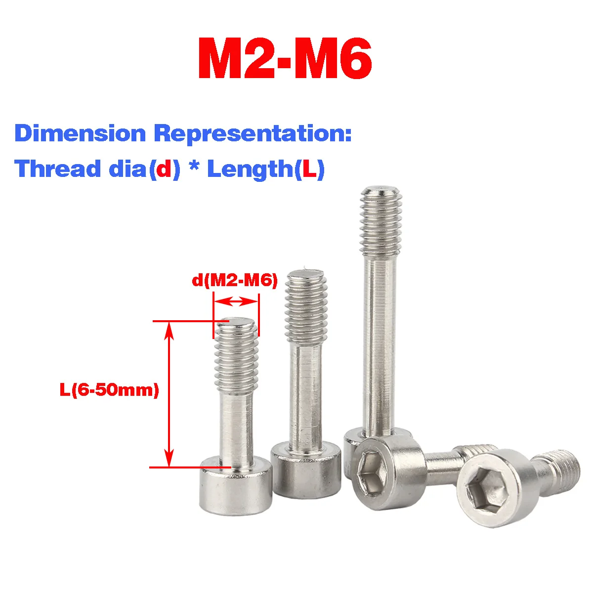 

304 Stainless Steel Hexagon Socket Lock Screw / Cylindrical Head Half Thread Bolt M2M2.5M3M4M5M6