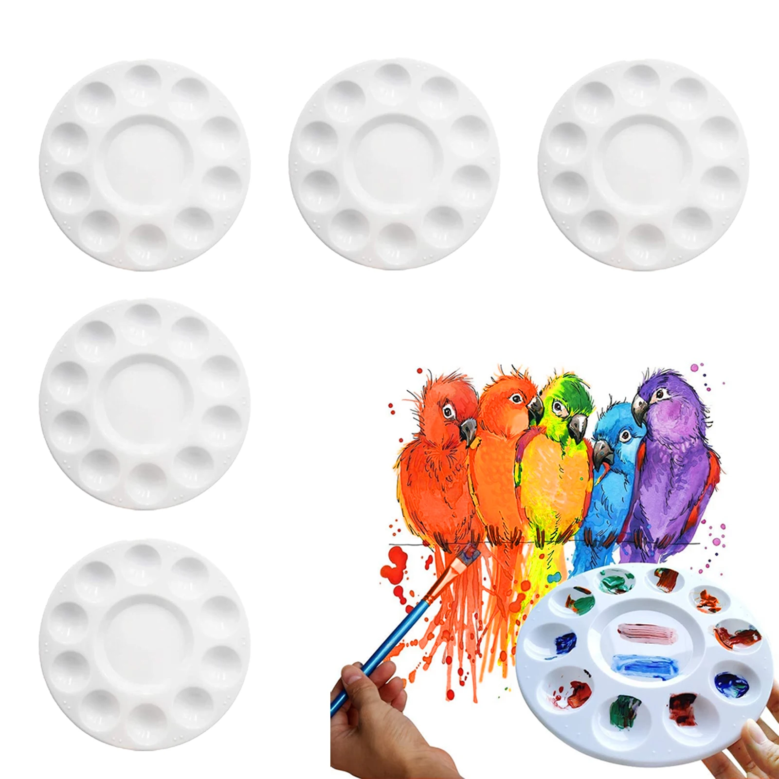 Round Paint Tray Palette White Paint Pallets DIY Art Painting Pallet