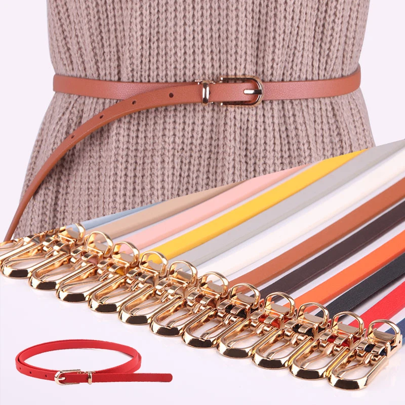 

Candy Color Skinny Waist Belt Women Faux Leather Belts Candy Color Thin Skinny Waistband Adjustable Belt Women Dress Strap
