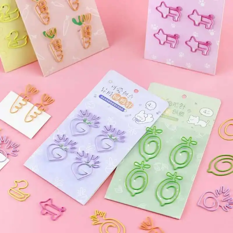 1 Pack Cartoon Creative Carrot Pineapple lemon Duck Pig Metal Office School Supplies Cute Paper Clips Gift paper clips