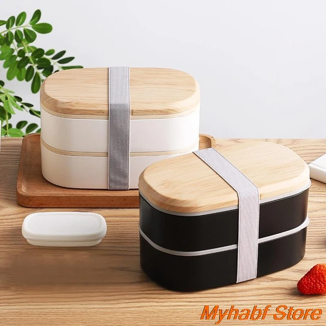 Nordic Style Double-layer Plastic Bento Box, Small Compartment