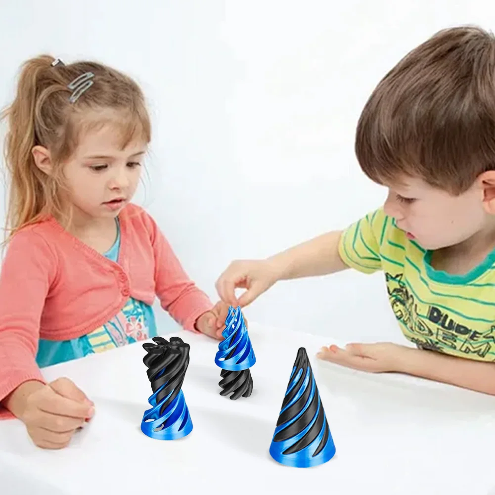 3D Printed Spiral Cone Toy Impossible Pyramid Passthrough Sculpture Desk Toy Pass Through Pyramid Fidget for Kids and Adults fidget toy sensory fidget toy finger sensory toy