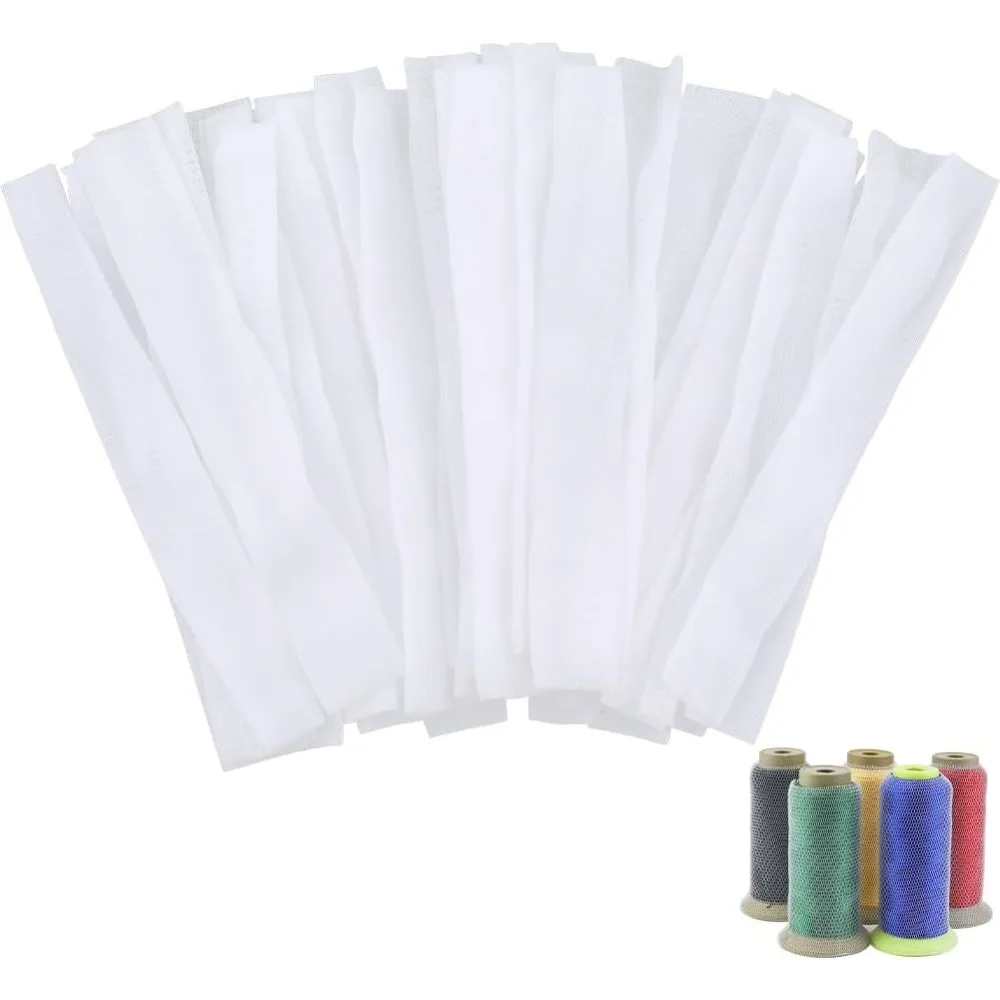 100Pcs thread net spool saver huggers cosmetic makeup brush protective mesh sewing thread cones nets for different sizes mesh storage bag,sewing thread storage box