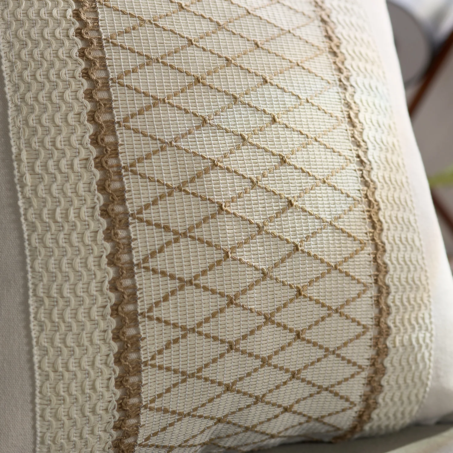 Rustikaler Retro-Quadrat-Boho-Lendenwirbel-Kissenbezug, weiches Leinen, Bauernhaus-Kissenbezüge, neutrales Sofa, Wohnzimmer, Zuhause, dekorativ – Detail 25