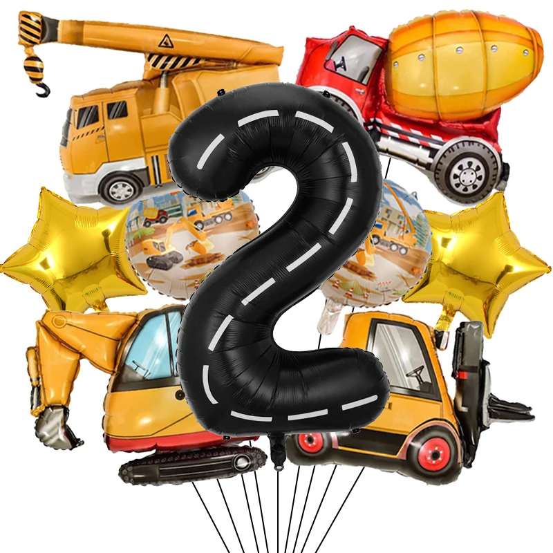 Bau Traktor Thema Junge Geburtstag Geschenk Verpackung Versiegelung Aufkleber Papier Ermutigen Kuchen Topper Banner Ballon Set Party Supp – Detail 10