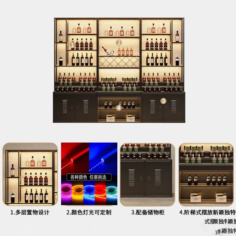 Wine Bar Cabinet Counter Whiskey Liquor Display Drinks Wine Cabinets Portable Refrigerated Cellar Living Room Cabinets