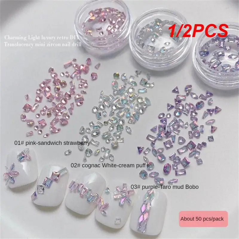 

1/2PCS Crystal Nail Stickers Not Easy To Fall Off Three-dimensional Design Rugged And Durable Uv Fixed Decorative Manicure