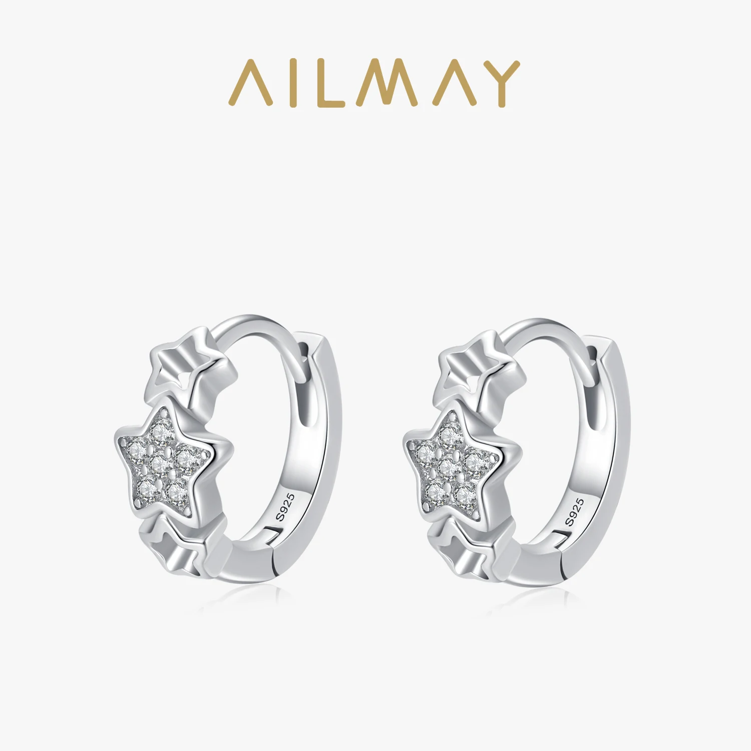Ailmay 패션  스파클링 클리어 지르콘 스타 귀걸이 여성을위한 클래식 웨딩 ..