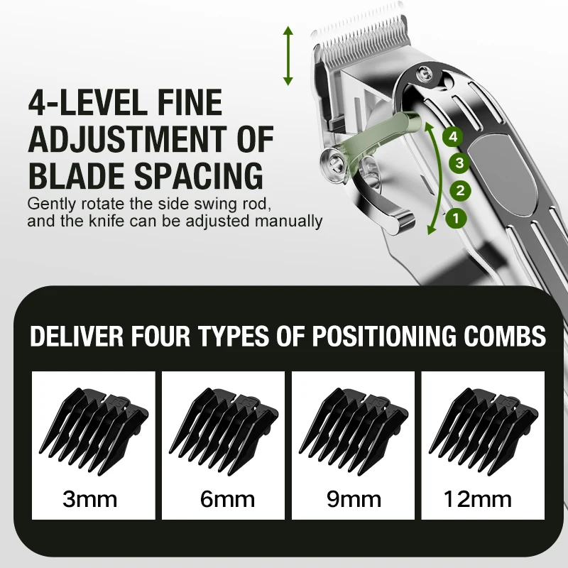 All metal blade male clipper, electric hair clipper, household electric hair clipper, hair salon, high-power pet clipper - 6