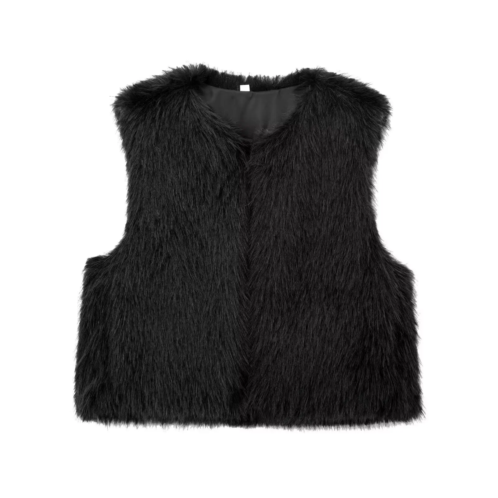 Guobioziy Women's Cardigan Vest Jacket Solid Color Coat Vest Street Style Fashion Solid Color Sleeveless Faux Fur Vest
