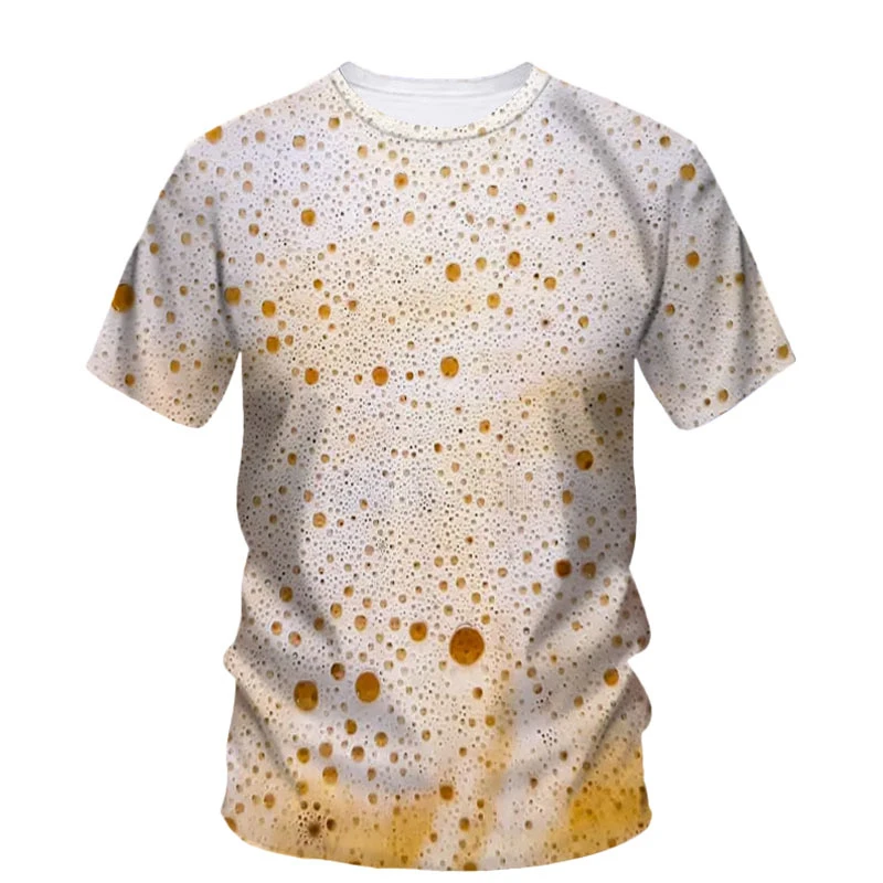 

3d Printing Beer Foam T-shirt For Men Summer Short-Sleeved Street Tees Fashion Beer Festival T Shirts Casual Loose Clothing