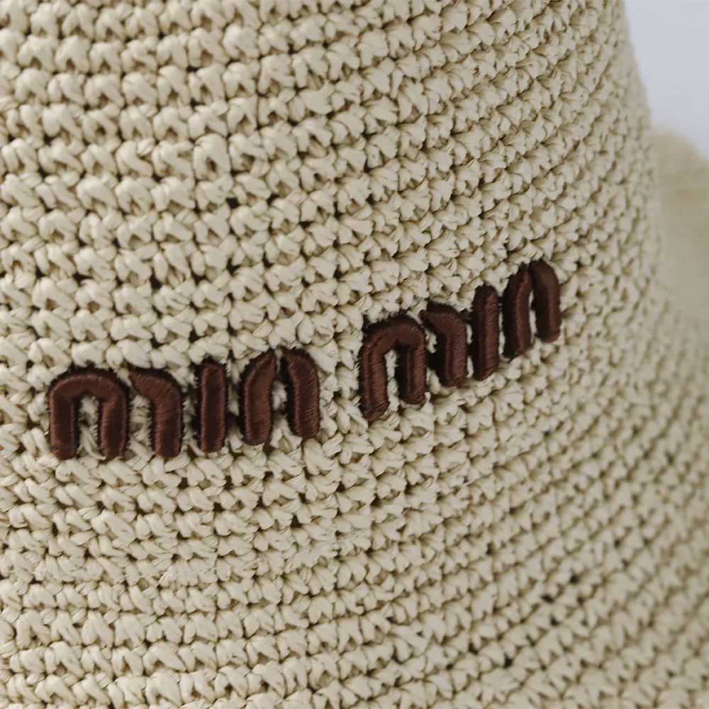 Handmade letter embroidery Bucket Hat Fisherman Hat Hand weaving Panama Girl Fishing women Sun Hats women bucket hat sun hat women hat bucket hat