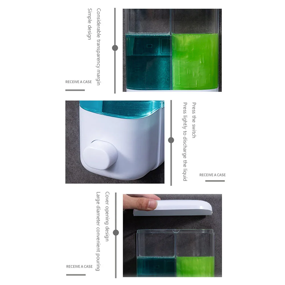 Soap Dispensor 500/1000ml Bathroom Accessories Wall Mounted Single Slot Self-adhesive Shampoo Container Hand Press Liquid Lotion