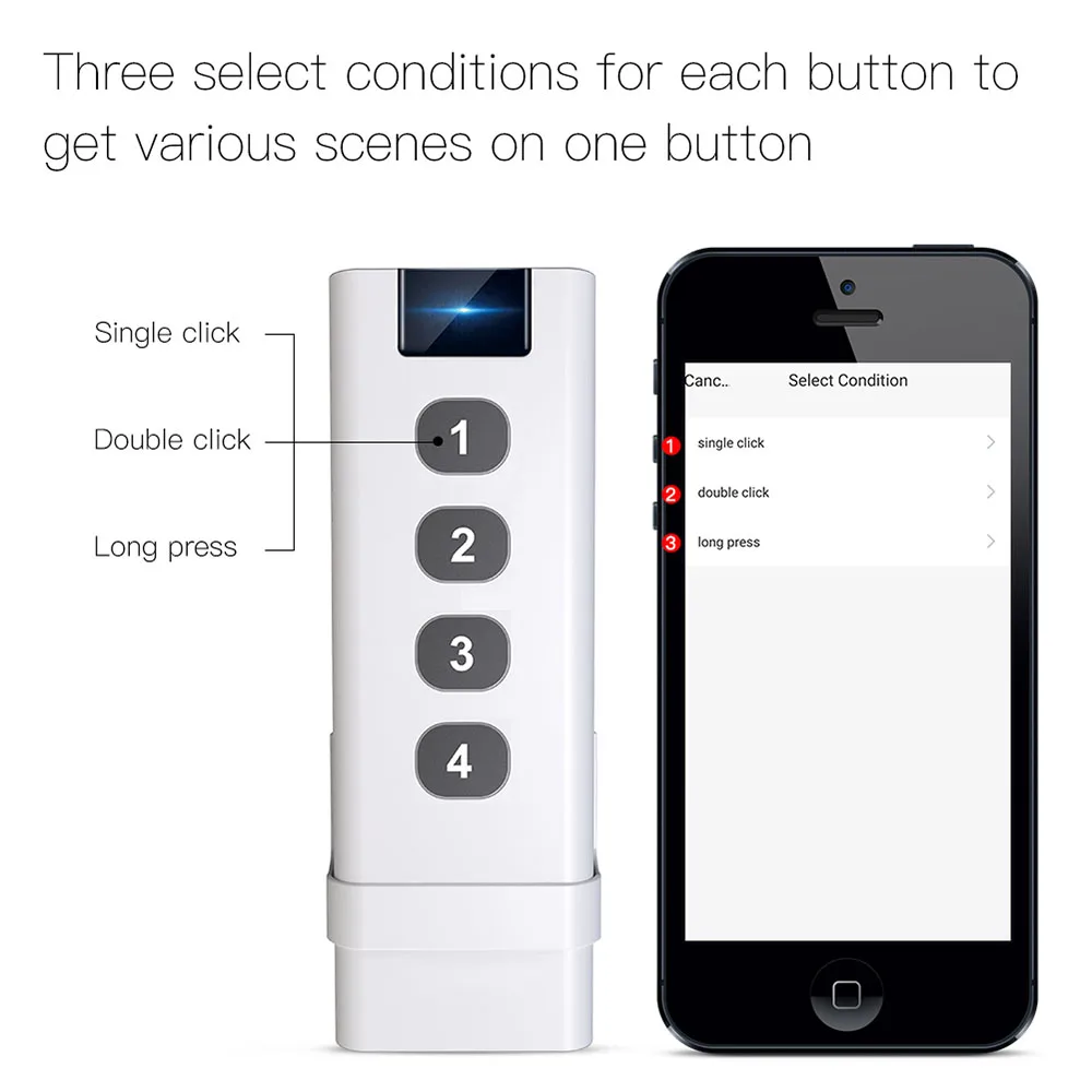 TUYA ZigBee smart house Wireless Scene Switch 4 Gang Remote Portable Tuya Zigbee Hub Required No limit to Control Devices