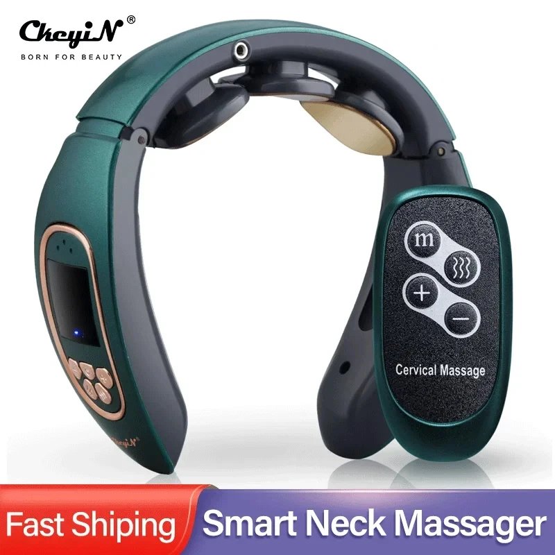 

CkeyiN Smart Electric Neck and Back TENS Pulse Massager Wireless Heat Cervical Vertebra Relax Pain Relief Kneading Massage + Pad