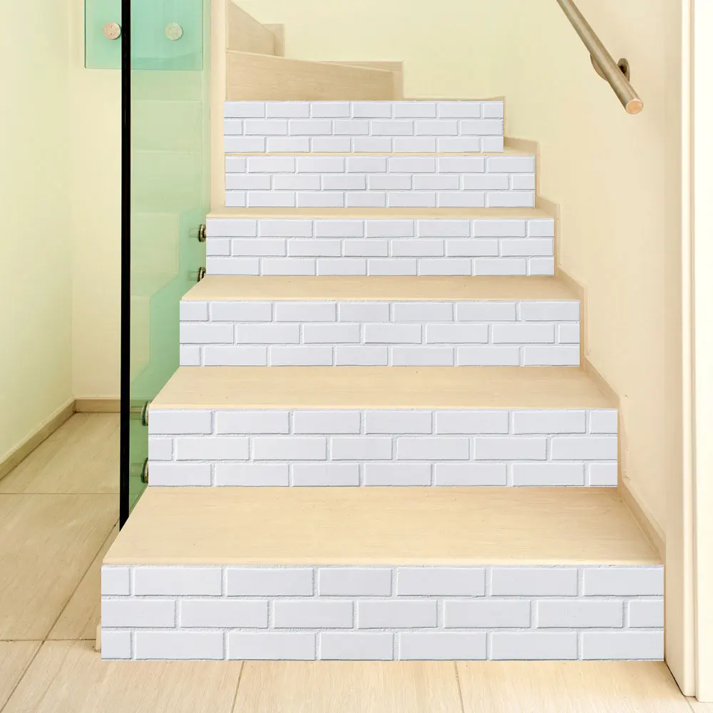 Description Picture 3 of item6 Pcs Artistic Stairs Stickers Self Adhesive Waterproof Vinyl Floor Stickers Wall for Bathroom Staircase Decoration Home Decor