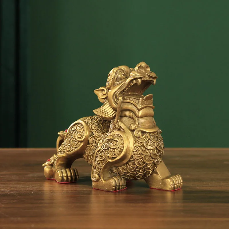 Copper Pixiu Feng Shui Ornament Decorations, Wealth, Office, Home, Mascot, Business Opening Gifts, Cornucopia, Treasure Bowl D