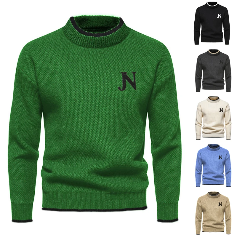 

2024 New Men's Autumn and Winter New Warm Quality Sweater Knitted Bottom Letter Twisted Flower Pullover Versatile Man Clothes