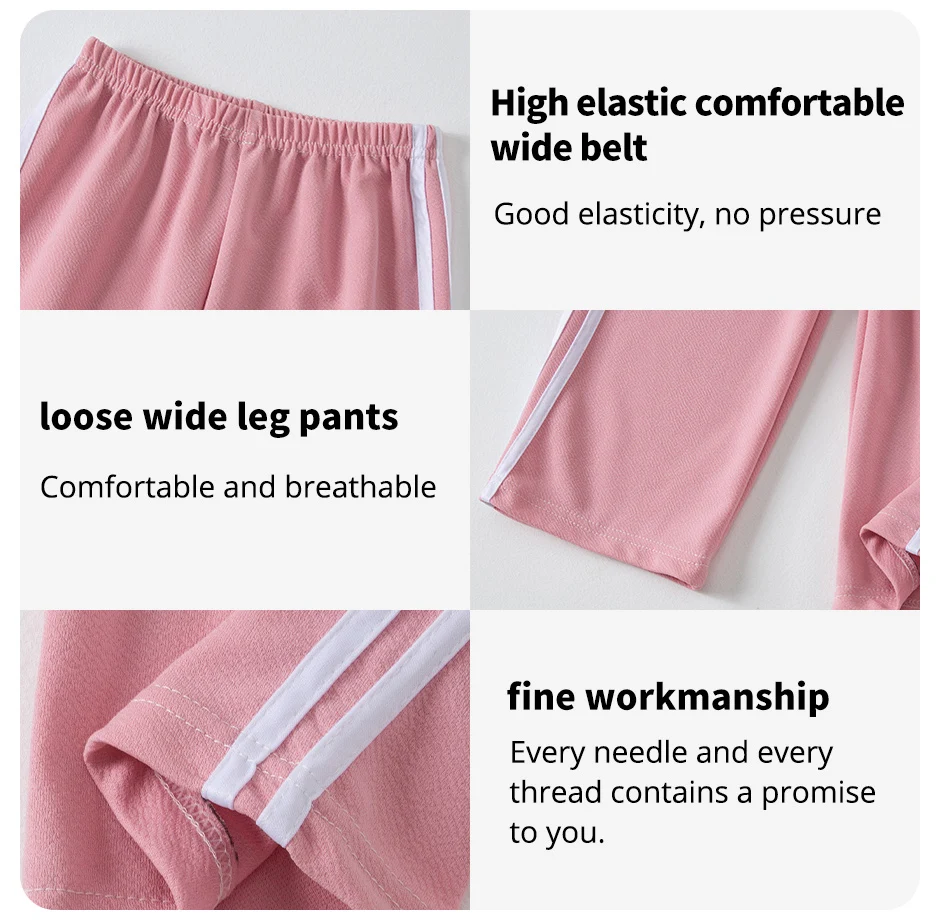 Sommer Kinder dünne Hose mit weitem Bein Jungen und Mädchen Farbe Freizeit sport gerade Hosen bequeme Hosen. – Detail 8