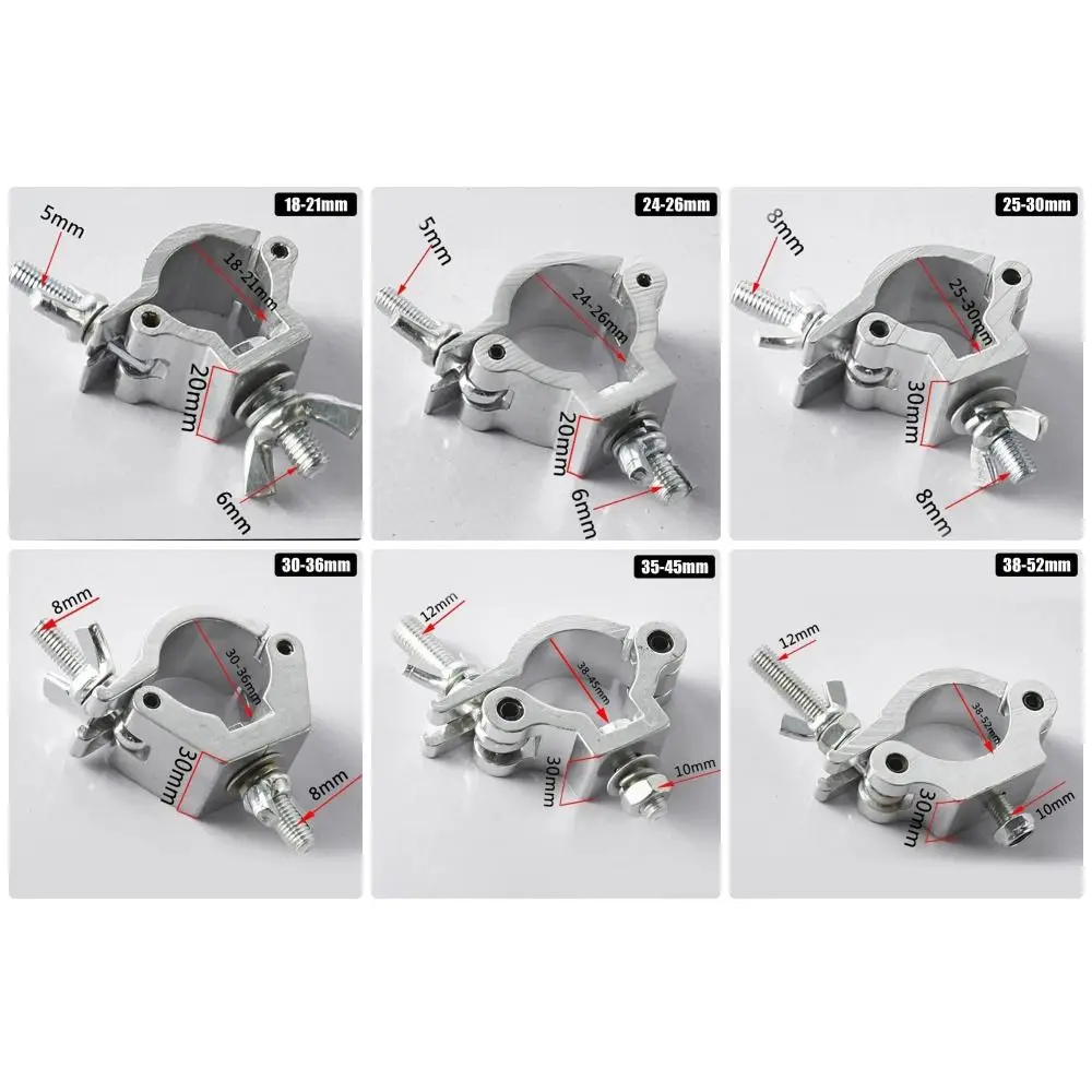 1Pc Aluminum Alloy Stage Lights Truss Clamp Clip Bracket 18-21mm 38-52mm DJ Light Clamps Silver Quick Release Lamp Hanger Hooks flashlight bracket clamp