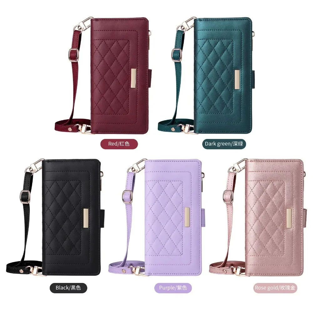 Crossbody Leather Wristlet Wallet with Card Holder and Zipper Pocket Phone Case