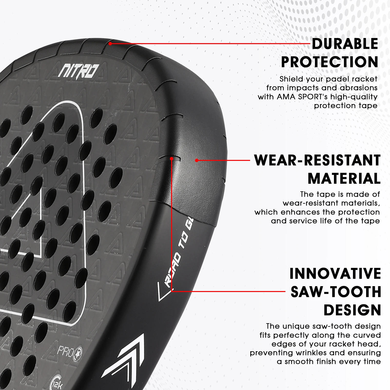 AMA SPORT Padel Racket Protection Tape Pack of 1/2/6 Edge Protector Durable & Easy to Replace Transparent Padel Protector racket grip tape tennis racket tape