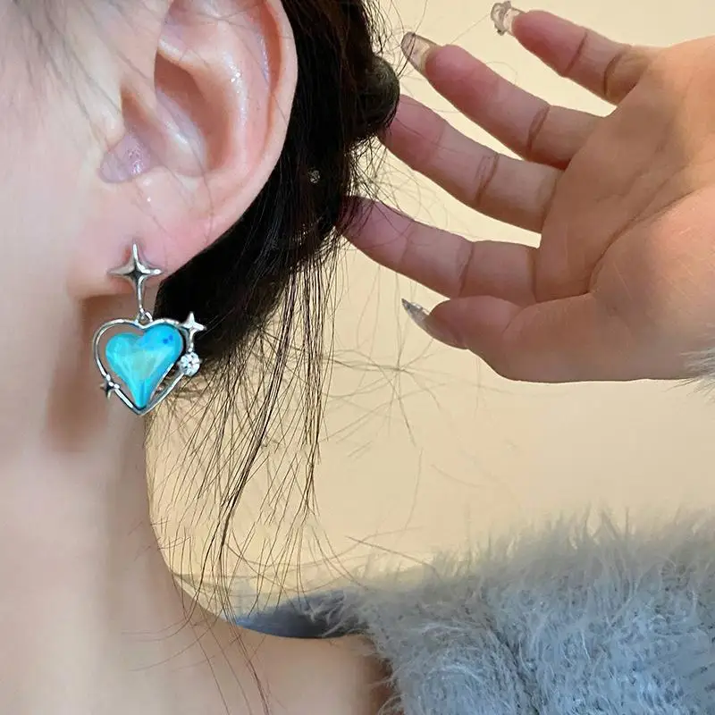 Gothic Heart Earrings | Blue Earrings | Stud Earrings
