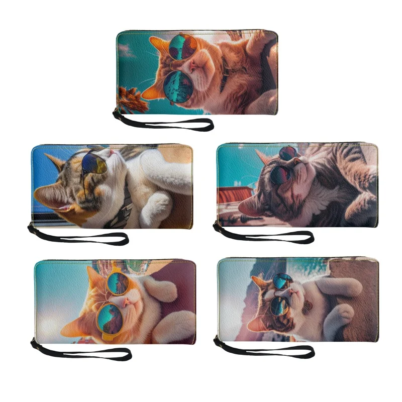 

2023 модные пляжные кожаные кошельки с принтом Love Lollipop, женские кредитницы, клатч на молнии, кошелек для монет, ручная сумка