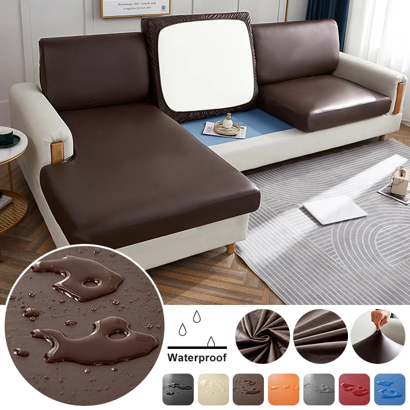 Leather Sofa Seat Cushion Cover Waterproof Chair Cover Stretch Washable