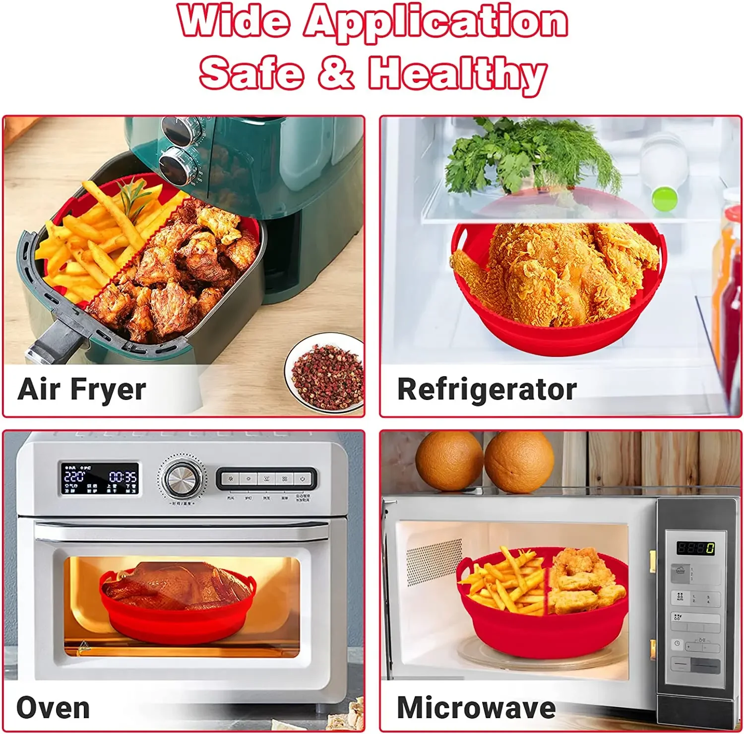 Air Fryer Accessories Reusable Foldable Bpa Free Silicone Pot Basket Plate Molds for air fryer accessories,air fryer mold