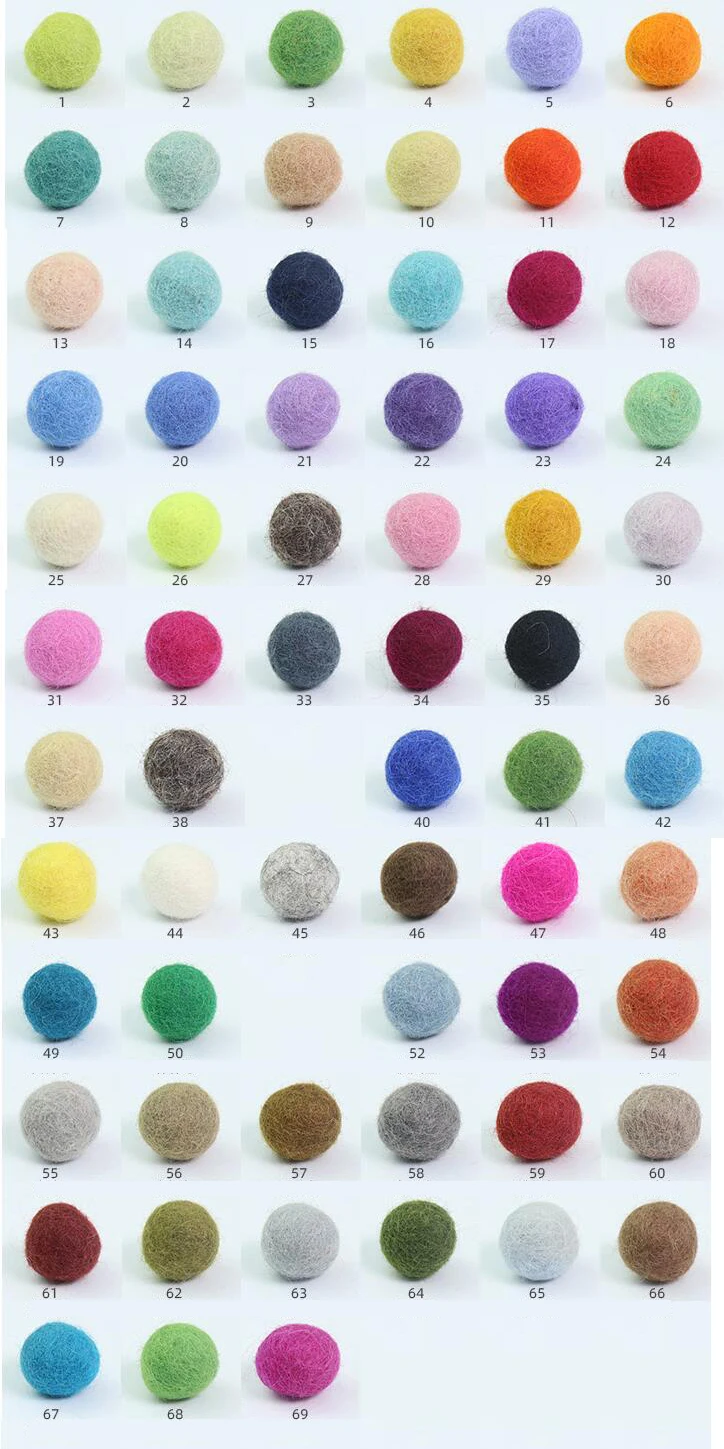 50pcs/lot 2cm DIY Lovelyl Wool Felt Balls Round Wool Felt Balls Pom Poms 20MM